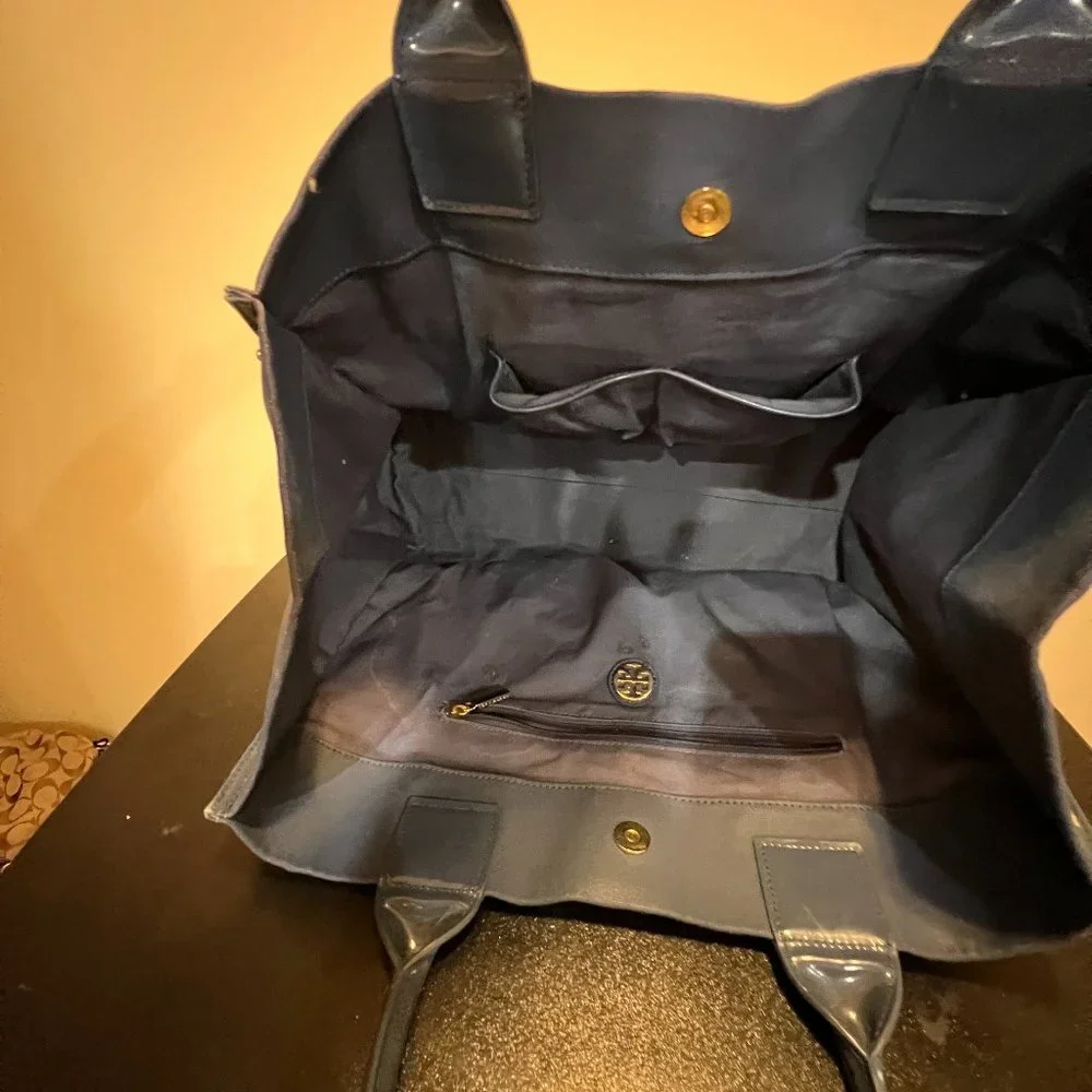 Tory Burch blue Ella tote shoulder bag